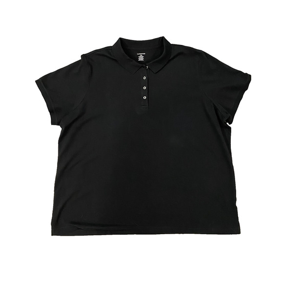 Lands End Shirt Womens 3X Cotton Black Basic Casual Office Polo Pullover 24W-26W - Picture 1 of 9